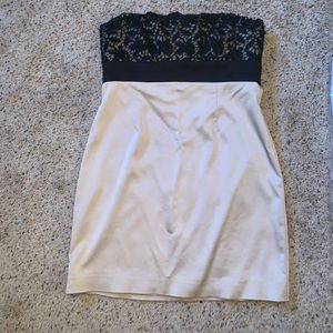 Bcbg maxazria champagne and black bejeweled dress